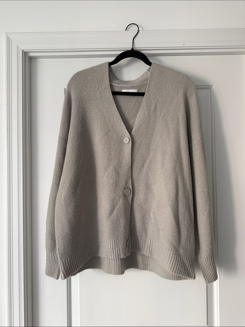 OAK + FORT Oversized V-Neck Button Cardigan - Light Taupe